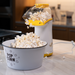 Black and White enamel popcorn bowl with popcorn and air popcorn popper - dell cove spices