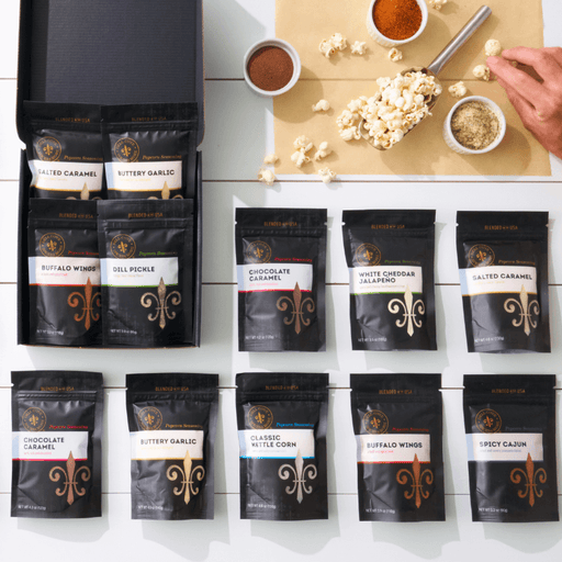A personalized and gourmet popcorn seasonings gift set for movie night fun - Dell Cove Spices and More Co