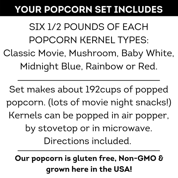 Popcorn Sampler - 6 Popcorn Varieties in a Gift Box