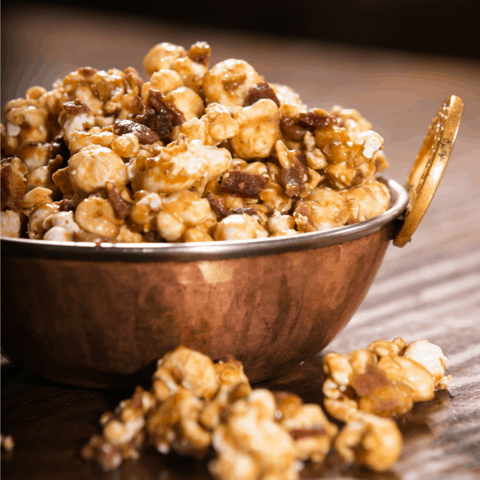 Bacon Popcorn with Caramel Drizzle