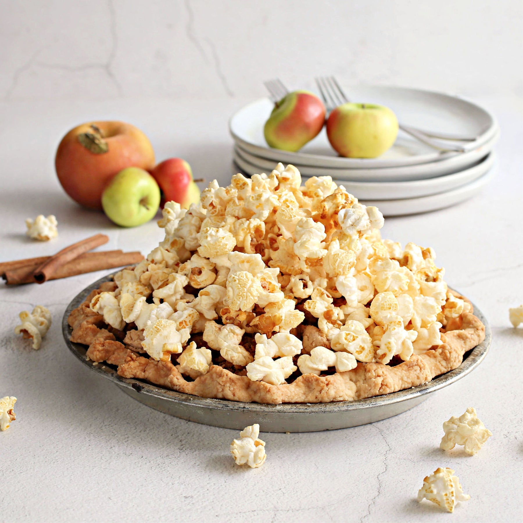 French Apple Popcorn Topped Pie
