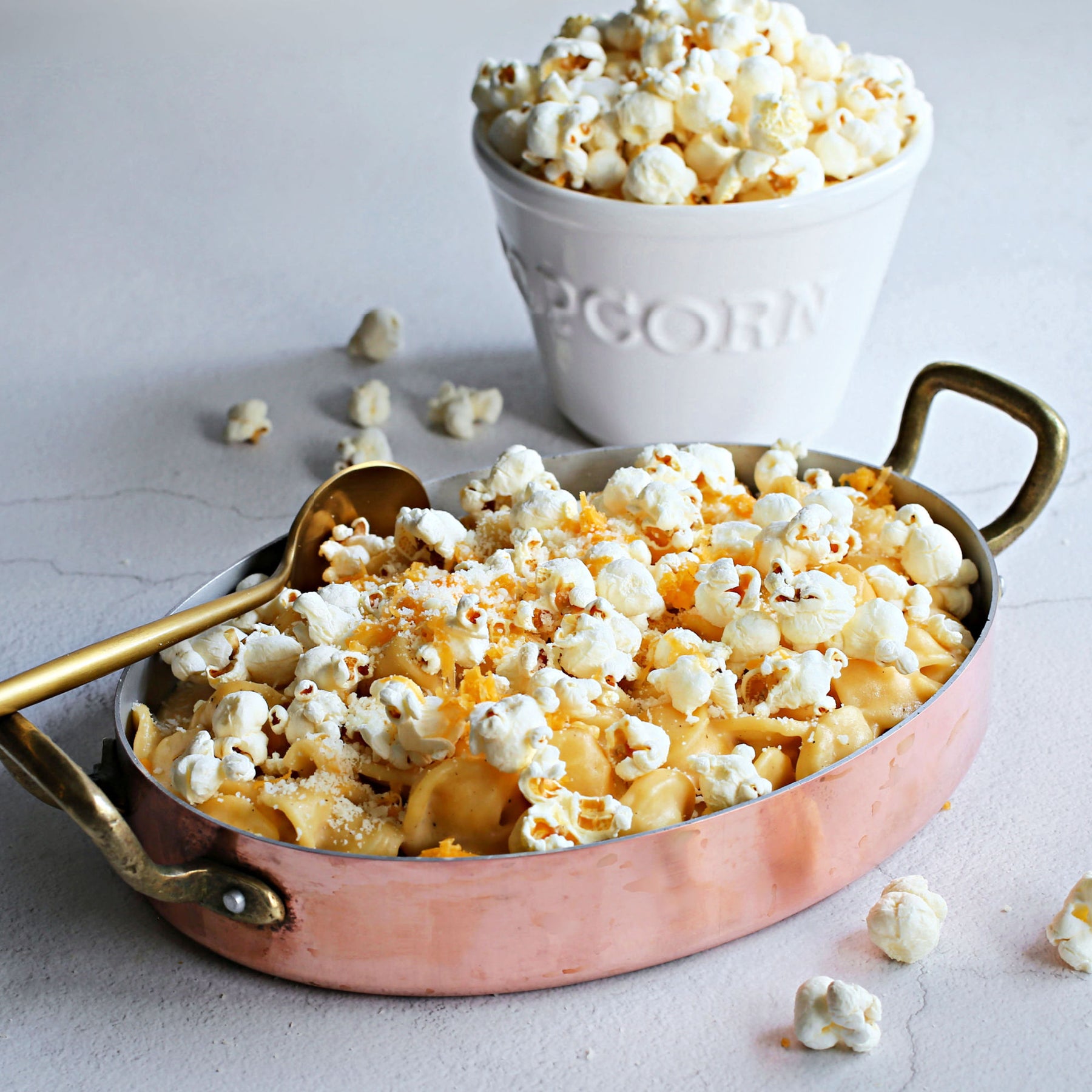 Popcorn Topped Mac and Cheese