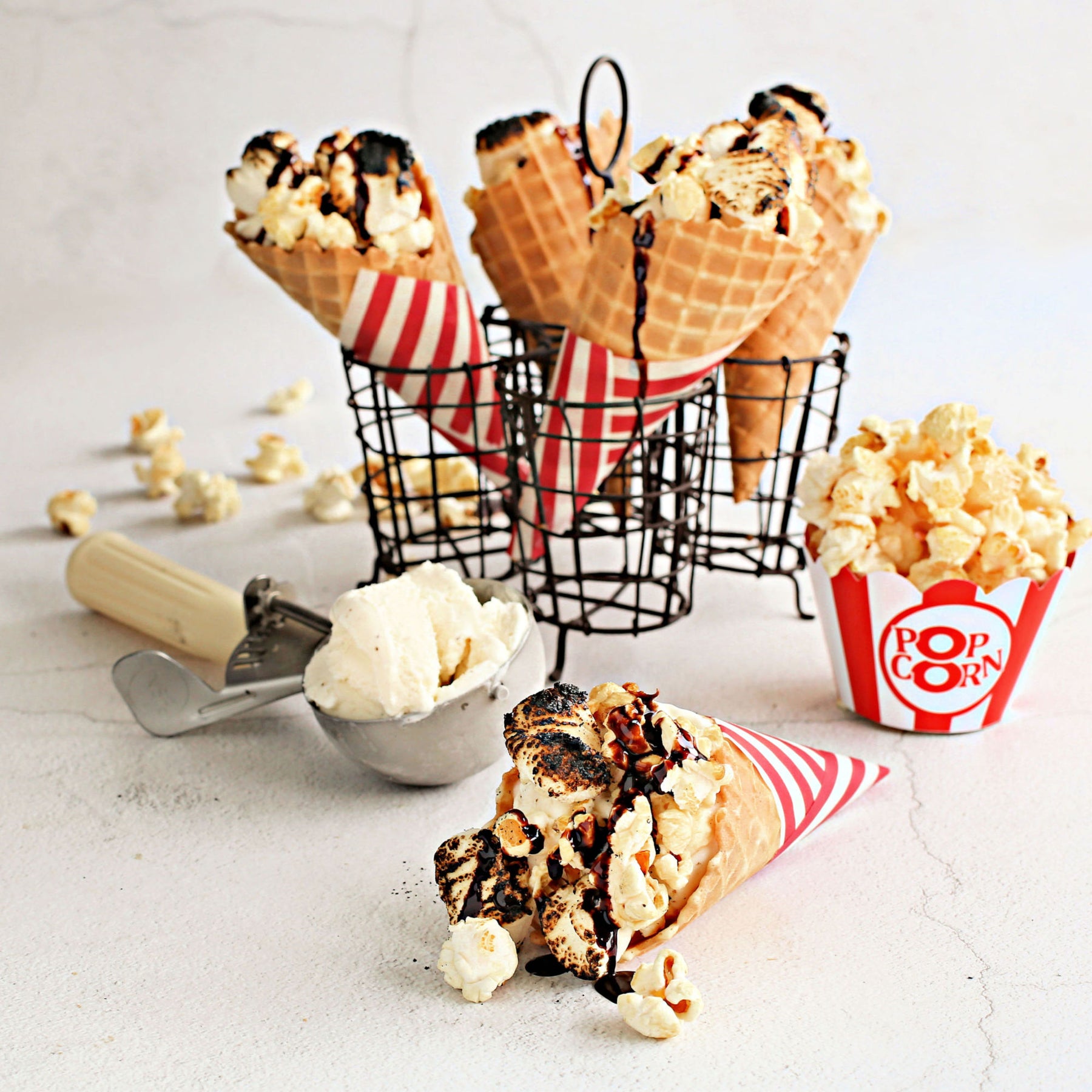 S'mores Popcorn Ice Cream Cones