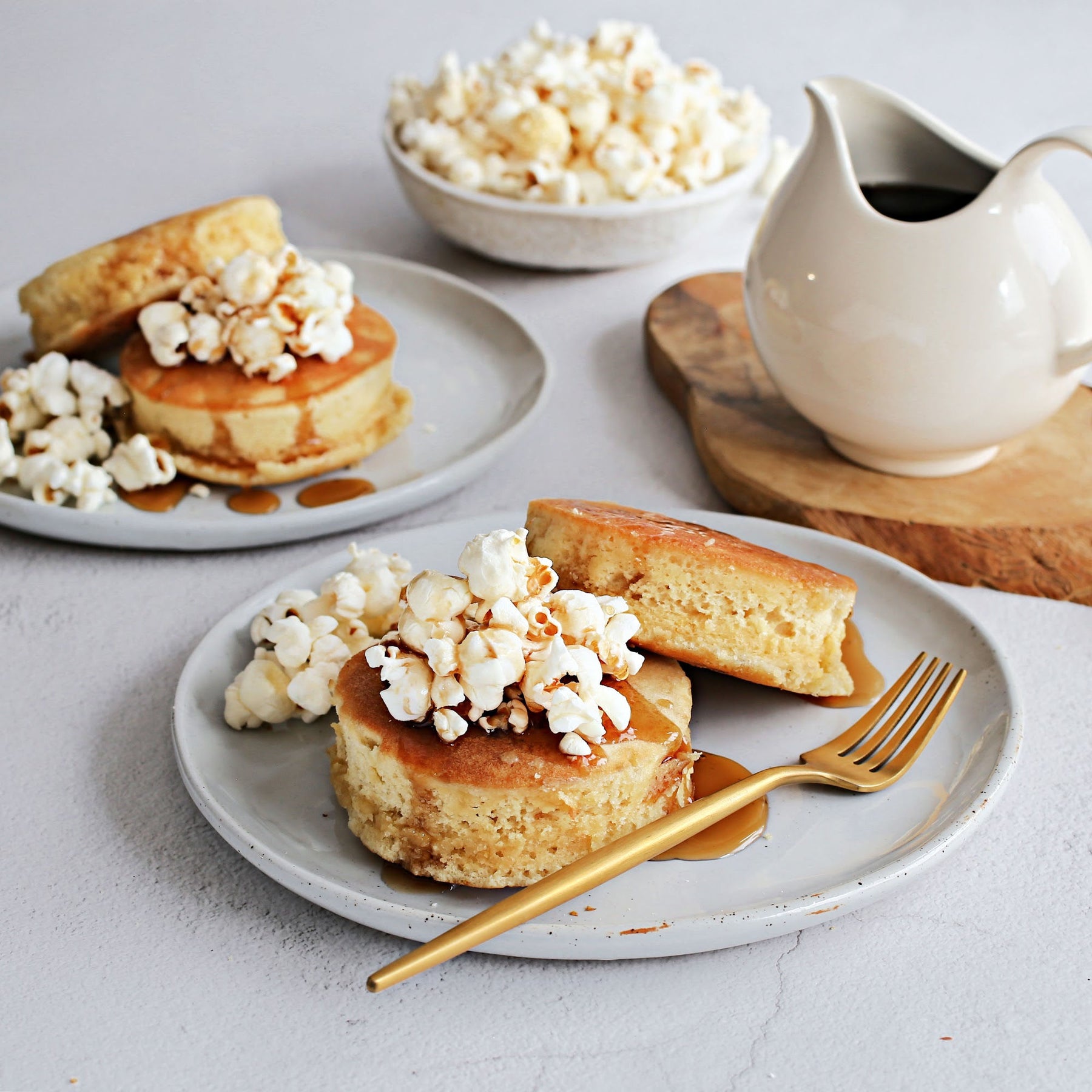 Popcorn Topped Soufflé Pancakes