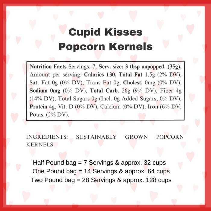 Cupid Kisses® Popcorn Valentine Gift Box - Popcorn + Popper + Sweet or Salty Seasonings for Romantic Movie Night Set