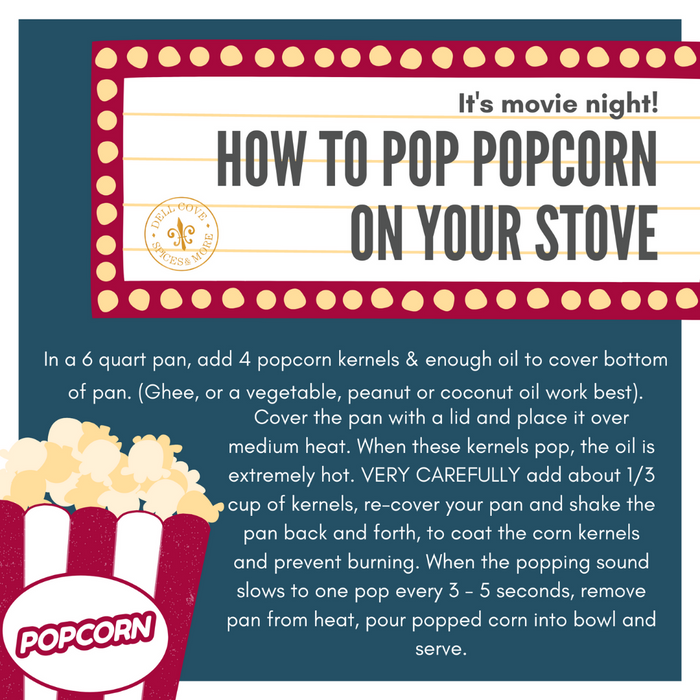 How to pop baby white popcorn kernels on your stove - dell cove spices