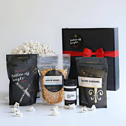 Better Off Single® Build Your Own Popcorn Gift Box in gift-ready packaging for movie nights and self care