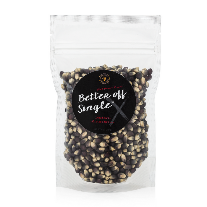 Better Off Single popcorn half pound - gift for happily single divorced women - popcorn gift - black popcorn snack kit - Dell Cove Spices and More Co