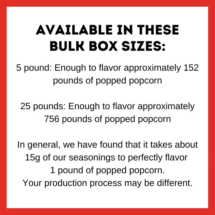 Buffalo Wings popcorn seasoning - bulk box sizes - dell cove spices