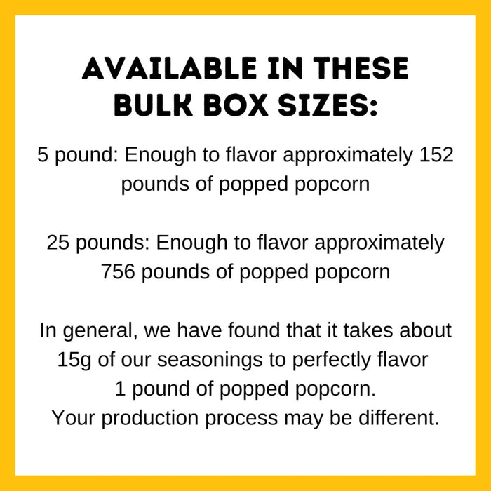 Buttery Garlic popcorn seasoning - bulk box description - dell cove spices
