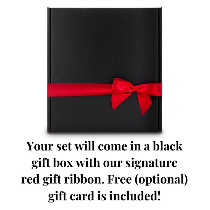 Close-up of Dell Cove® heirloom popcorn sampler packaged in an elegant black box