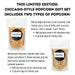 Chicago-style popcorn gift set with two types of kernels and packaging details.