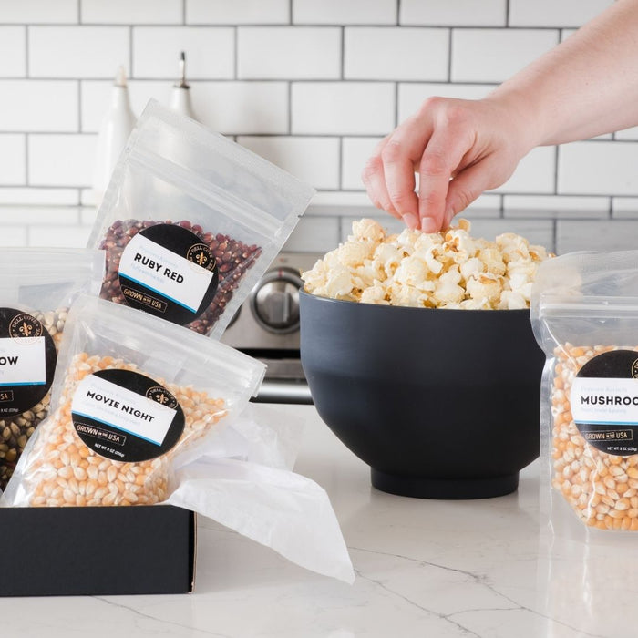 Dell Cove® personalized popcorn sampler gift box with four gourmet kernel bags