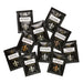Dell Cove Popcorn Seasoning Sampler with 10 single serving flavor packets on white background