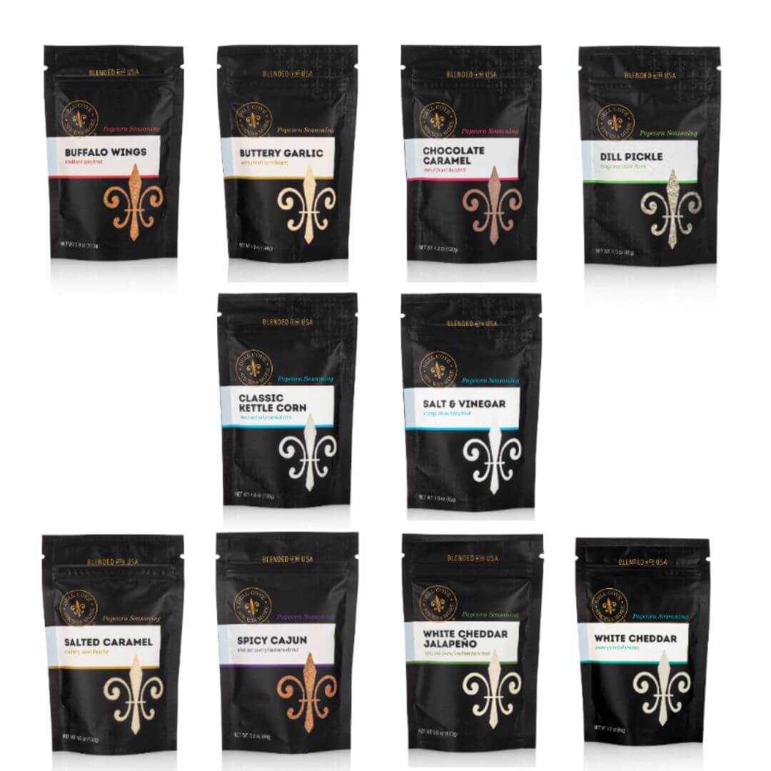 Popcorn Seasoning Sampler Box | 10 Gourmet Flavors — Dell Cove Spices ...