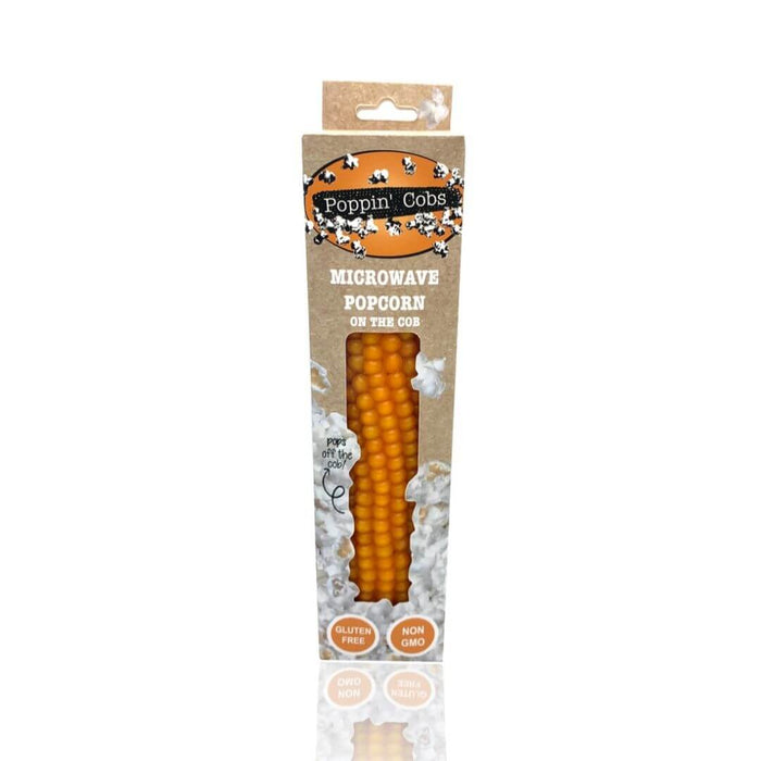 Dell Cove® popcorn on the cob packaging with popping bag included