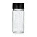Clear glass jar etched with salted caramel popcorn seasoning storage