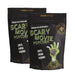 Two packages of Dell Cove's Scary Movie Popcorn with a zombie hand design on a white background.
