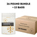 26-pound bundle of Dell Cove Extra Large Mushroom popcorn kernels with thirteen 2-pound pouches