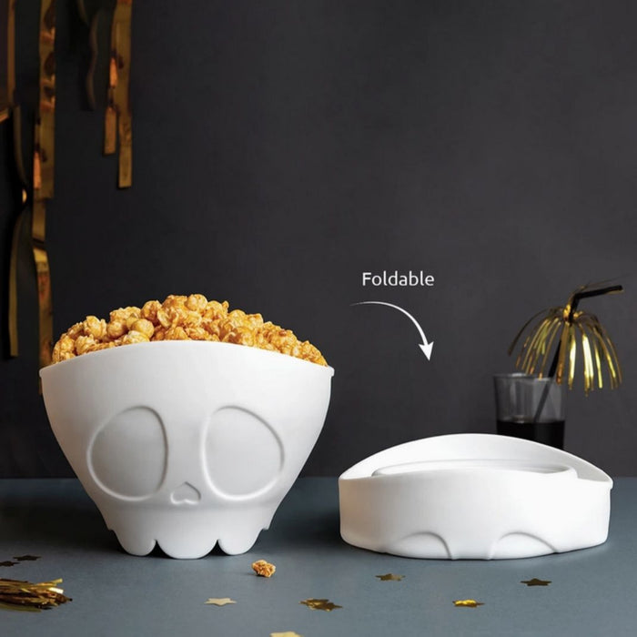 Collapsible white silicone popcorn maker for microwave popcorn