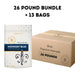 26-pound bundle of Dell Cove Midnight Blue popcorn kernels with thirteen 2-pound pouches