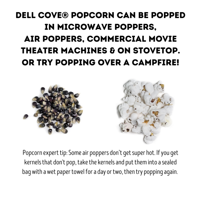 Midnight blue popcorn kernels and popped popcorn - dell cove spices