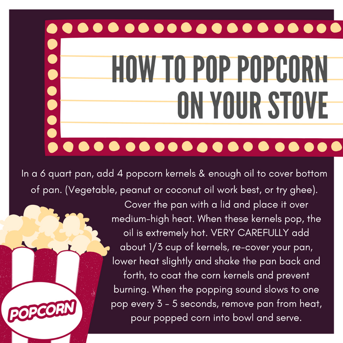 How to pop Movie Night popcorn kernels on the stovetop - dell cove spices