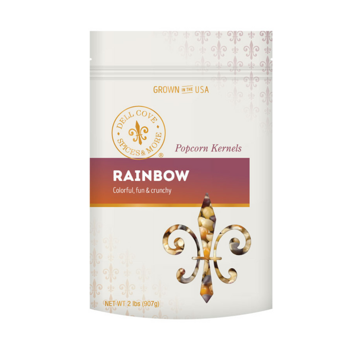 Rainbow popcorn kernels 2 pound front pouch - dell cove spices