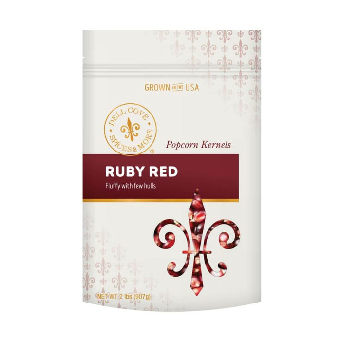 2-pound pouch of Dell Cove Ruby Red popcorn kernels