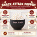 Dell Cove black Snack Attack silicone microwave popcorn popper with 9+ cup capacity, collapsible design, optional oil use and top-rack dishwasher-safe bowl and lid.