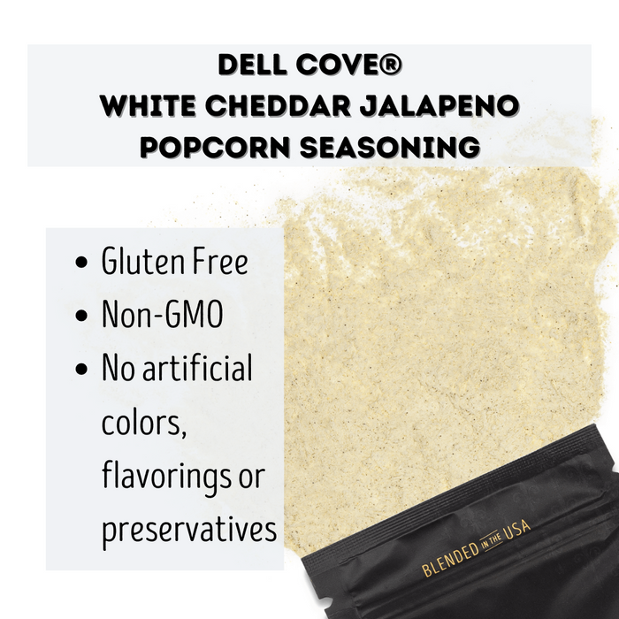 White Cheddar Jalapeno popcorn seasoning pouch benefits - dell cove spices