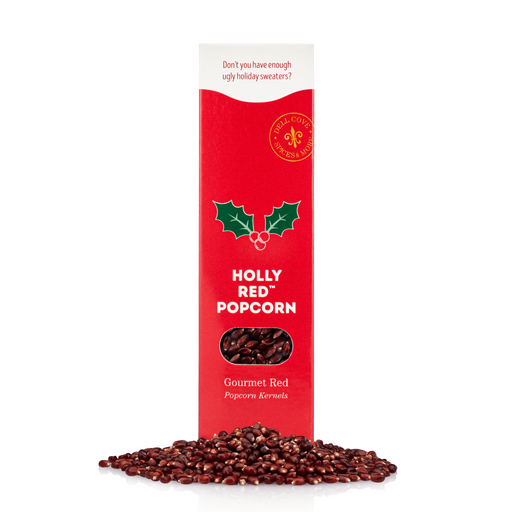 Holly Red Popcorn Kernels - Christmas popcorn gift - gift box with red popcorn kernels - Dell Cove Spices and More Co